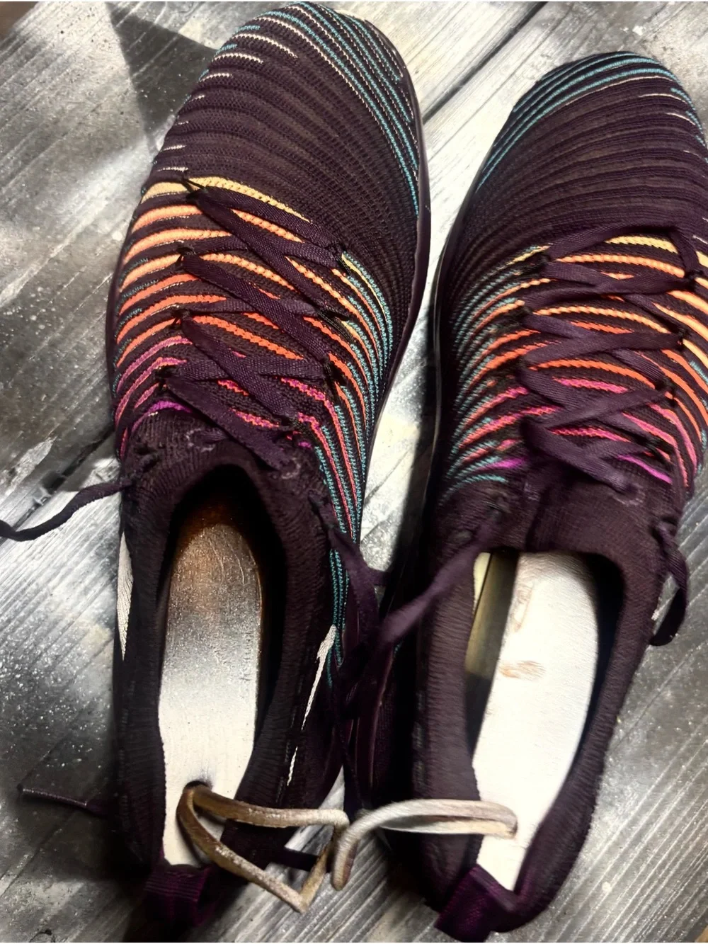 Nike Air Zoom Pegasus 36 sneakers with diagonal stripes in multiple colors W8.5